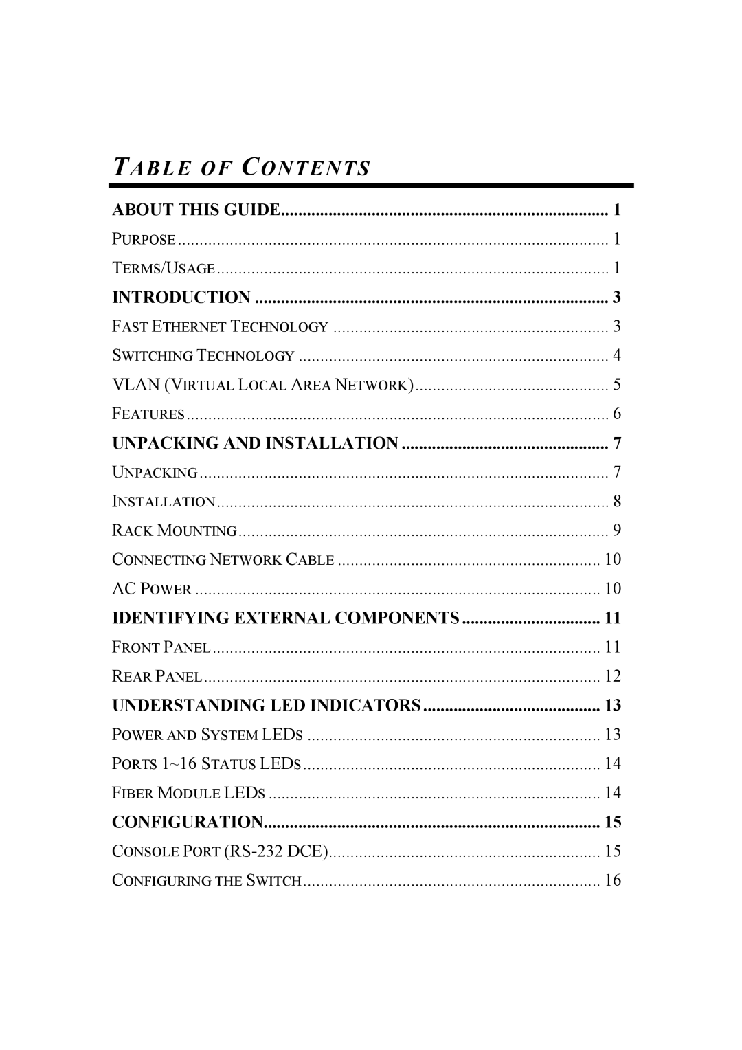 Atlantis Land 10/100Mbps manual Table of Contents 