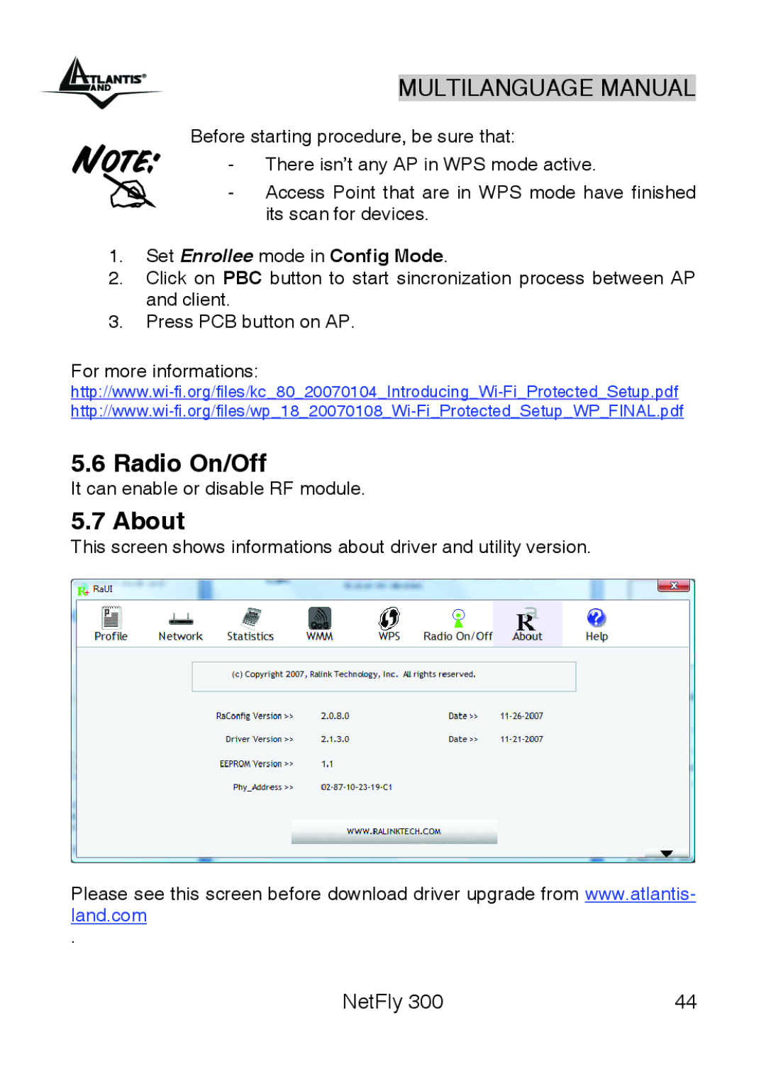 Atlantis Land 300 manual It can enable or disable RF module 