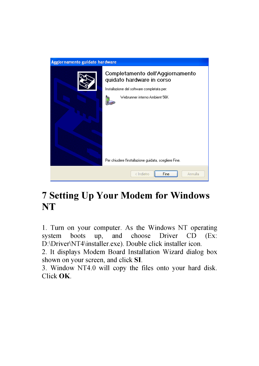 Atlantis Land 56K V.90/V.92 manual Setting Up Your Modem for Windows 