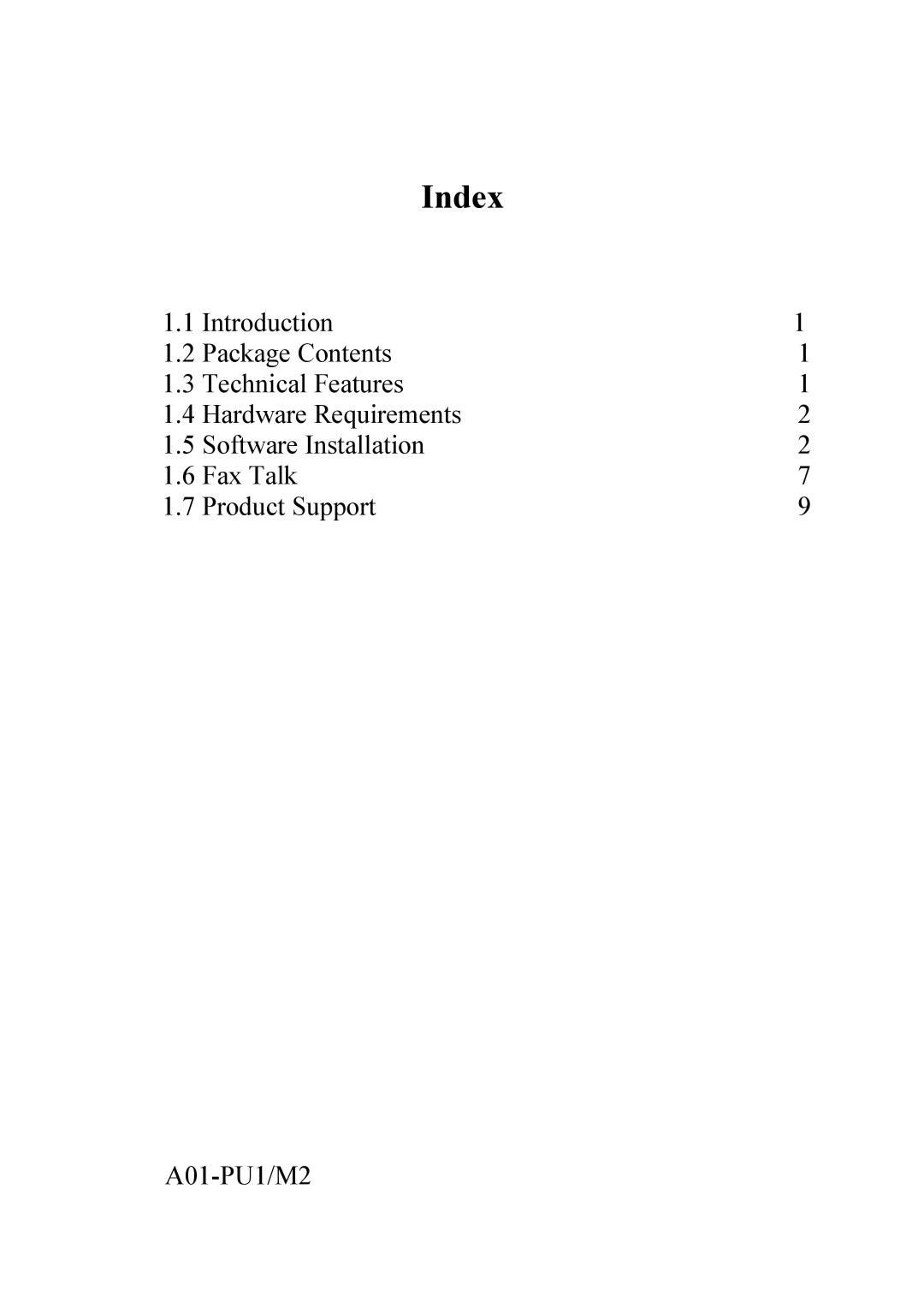 Atlantis Land 56K V.90/V.92 quick start Index 