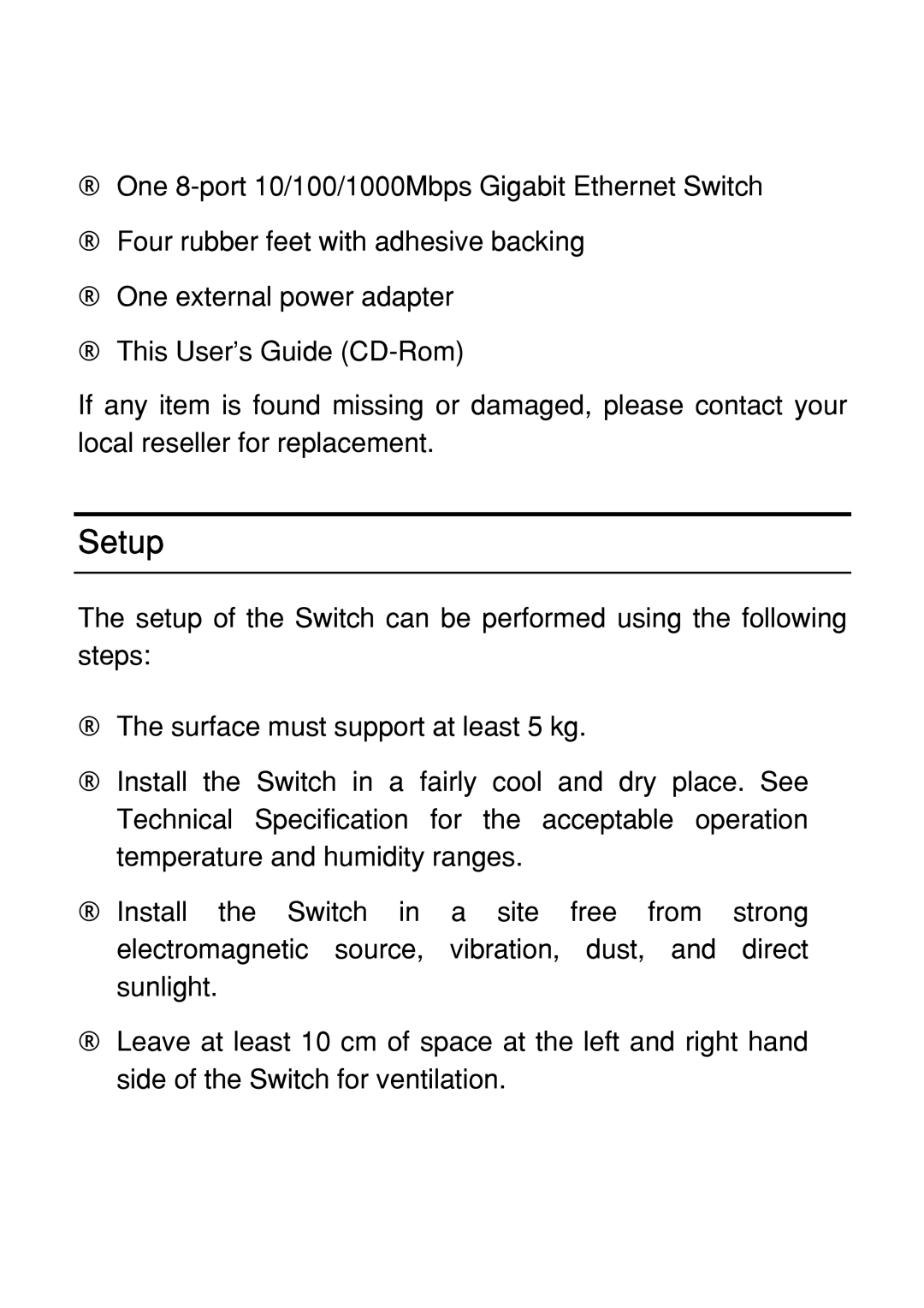 Atlantis Land 8 ports 10/100/1000Mbps manual Setup 