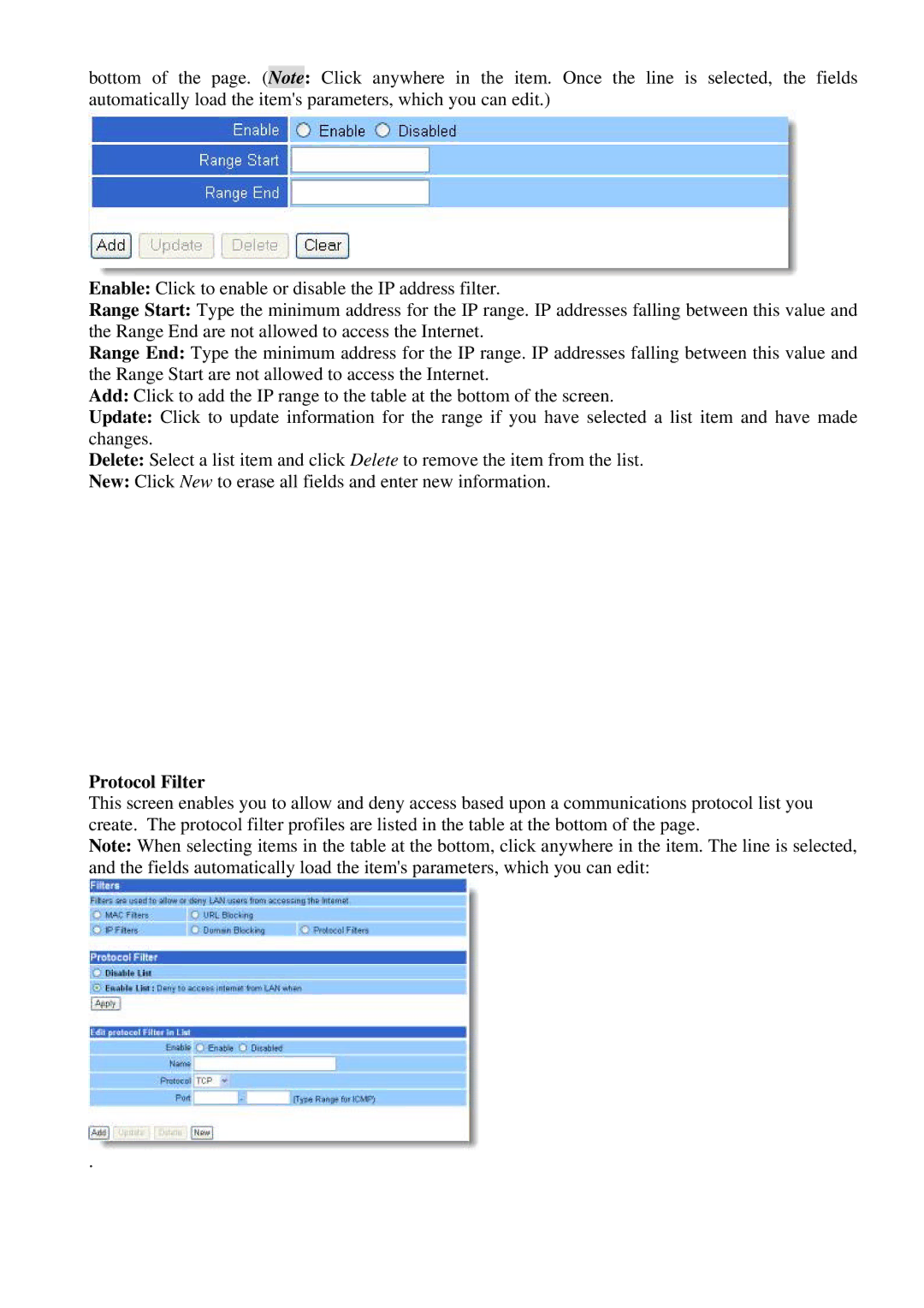 Atlantis Land 899 A02-WR-54G ME01 user manual Protocol Filter 