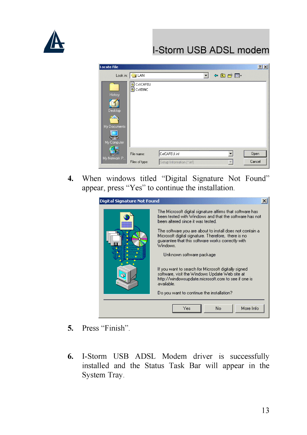 Atlantis Land A01-AU1 manual Storm USB Adsl modem 