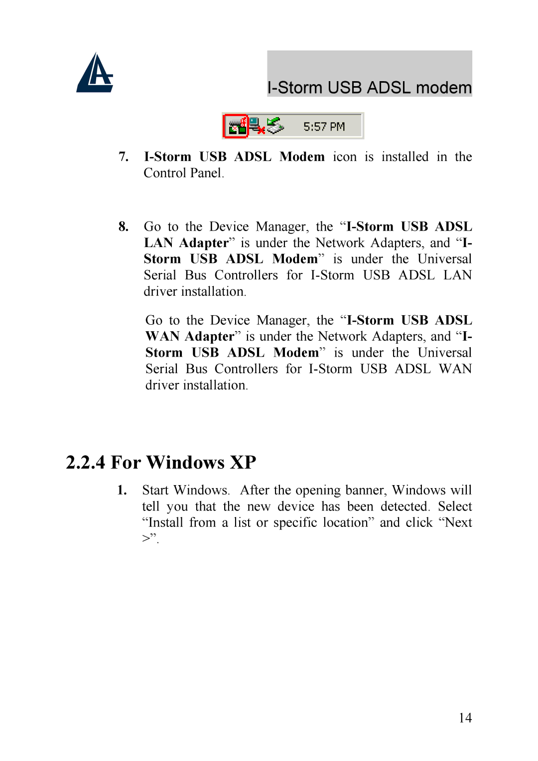 Atlantis Land A01-AU1 manual For Windows XP 