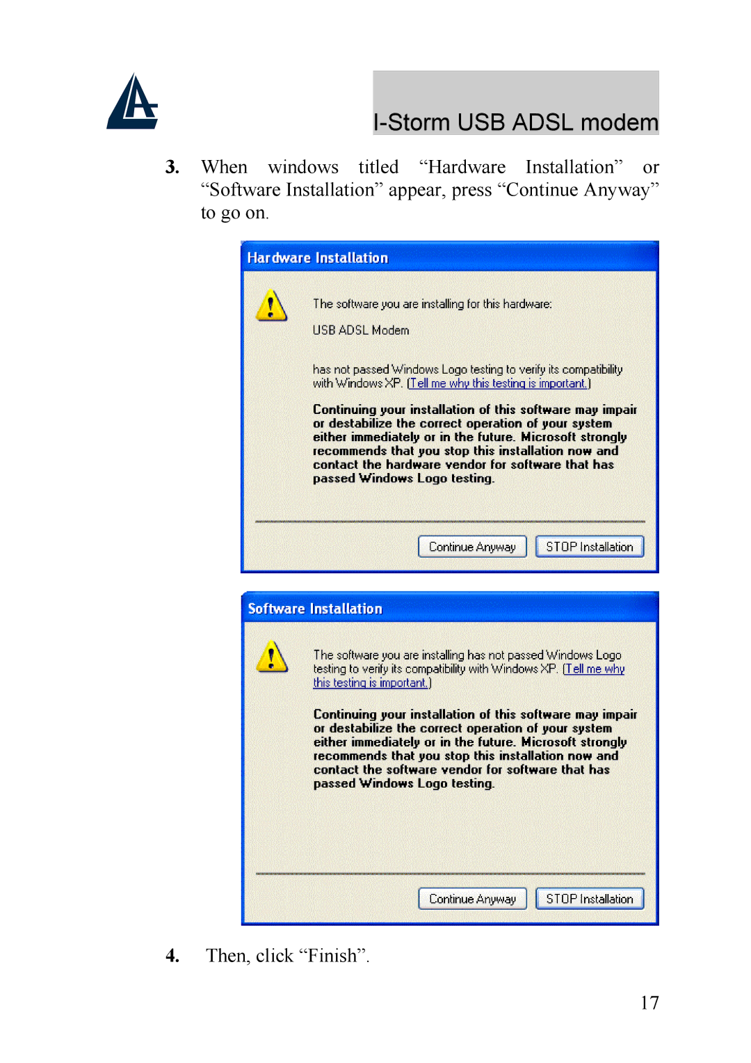 Atlantis Land A01-AU1 manual Storm USB Adsl modem 