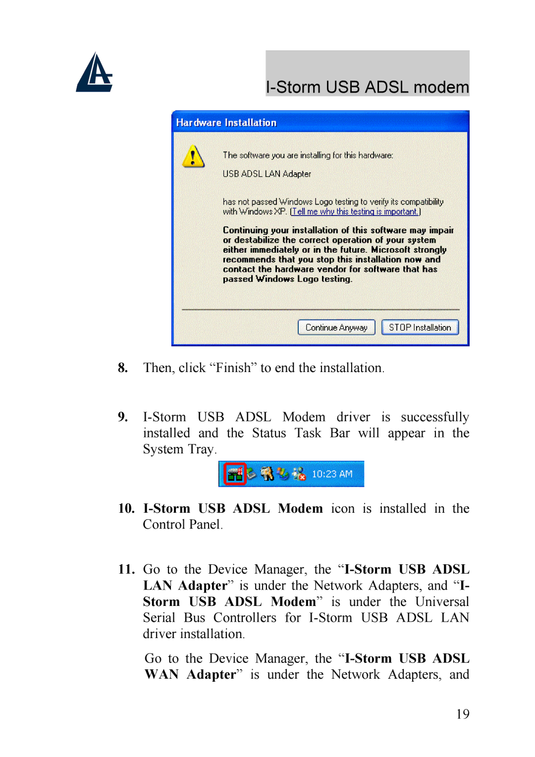 Atlantis Land A01-AU1 manual Storm USB Adsl modem 