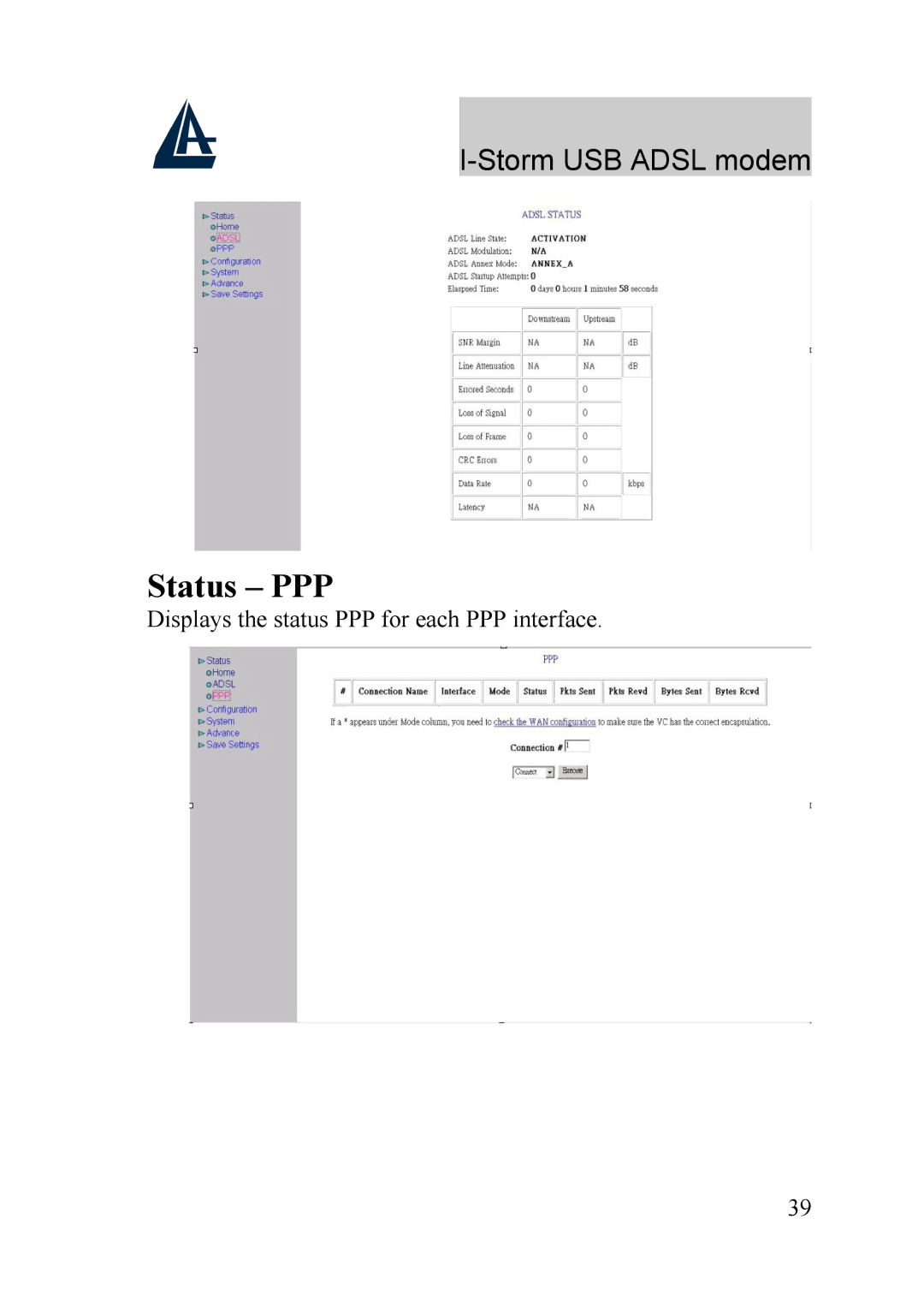 Atlantis Land A01-AU1 manual Status PPP 