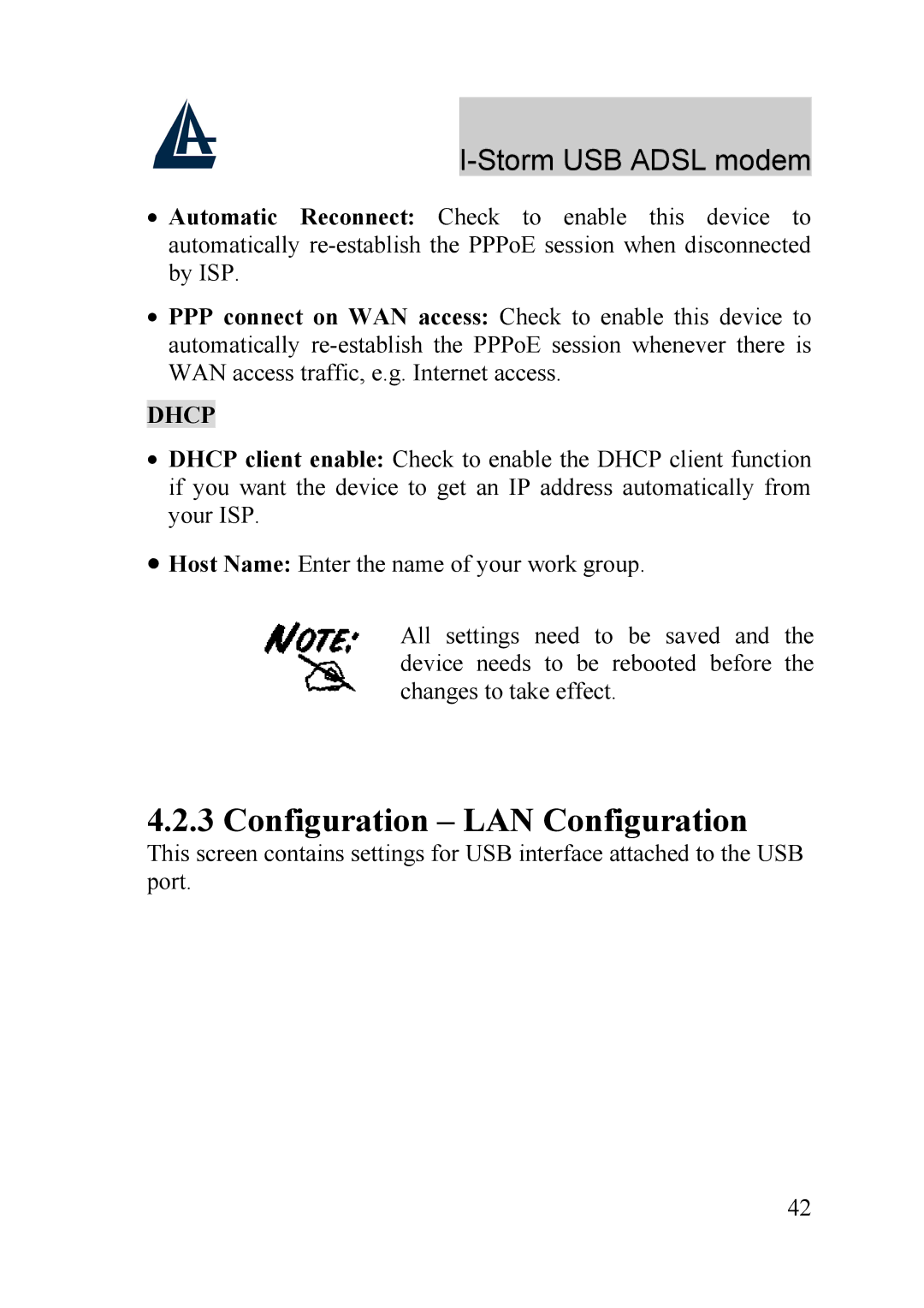 Atlantis Land A01-AU1 manual Configuration LAN Configuration, Dhcp 