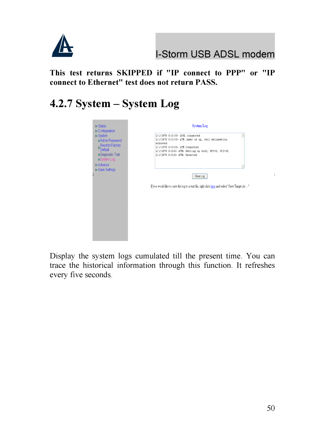 Atlantis Land A01-AU1 manual System System Log 