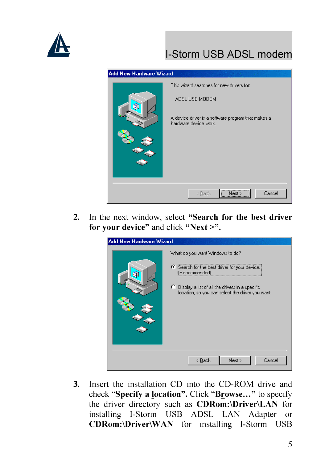 Atlantis Land A01-AU1 manual Storm USB Adsl modem 