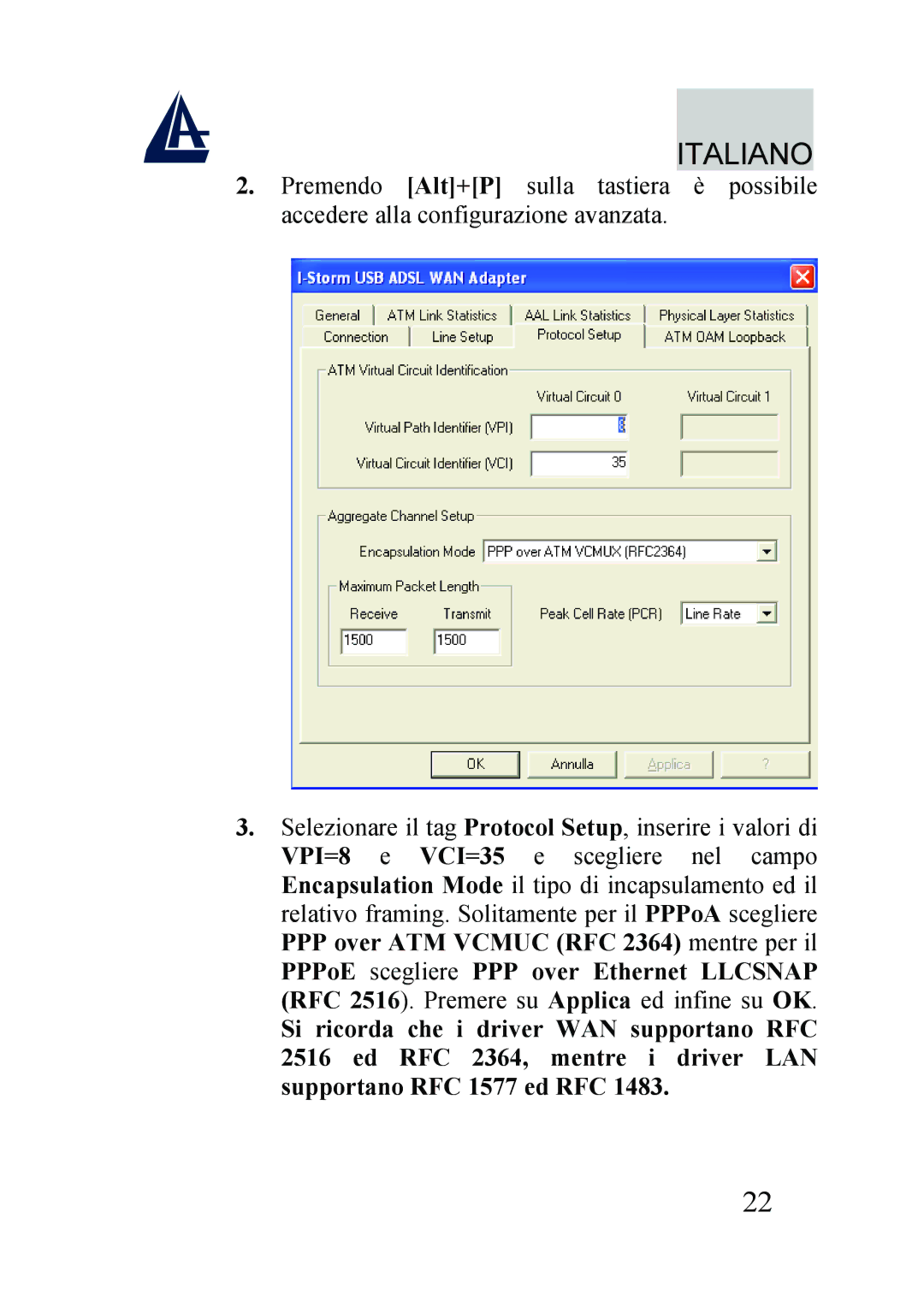 Atlantis Land A01-AU2 manual Italiano 