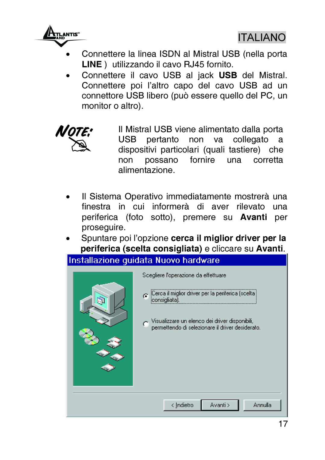 Atlantis Land A01-IU1 manual Italiano 