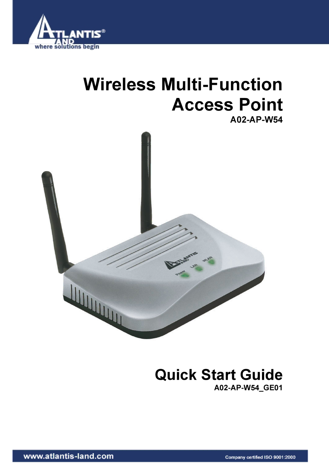 Atlantis Land A02-AP-W54_GE01 quick start Wireless Multi-Function Access Point 