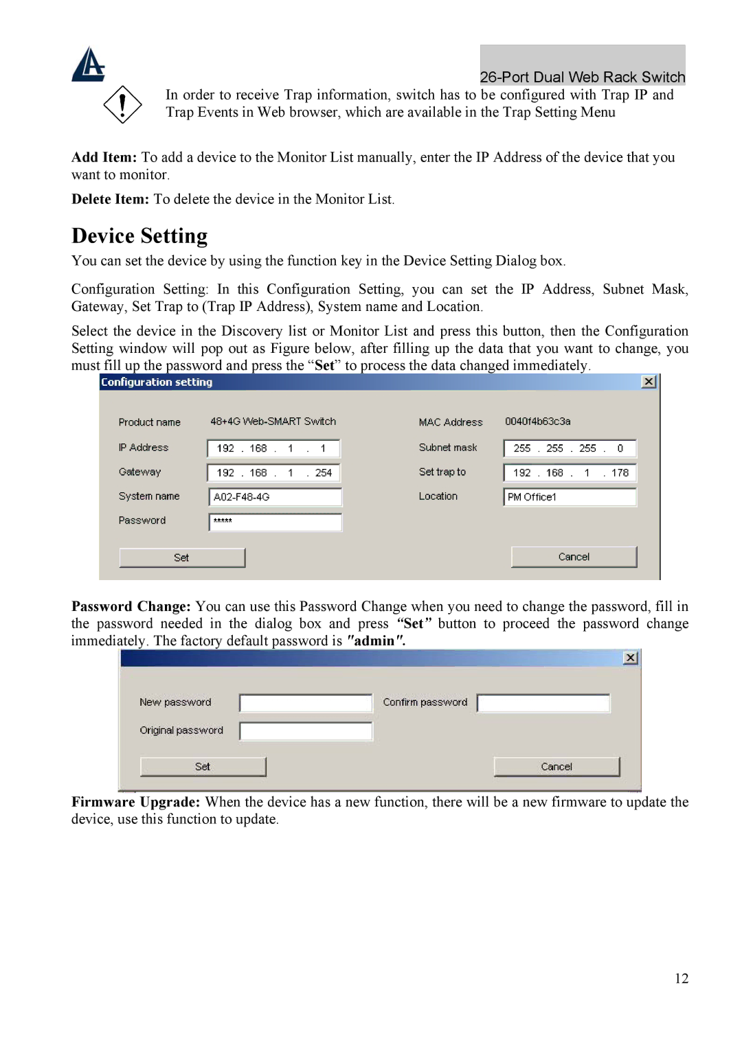 Atlantis Land A02-F24-4G user manual Device Setting 