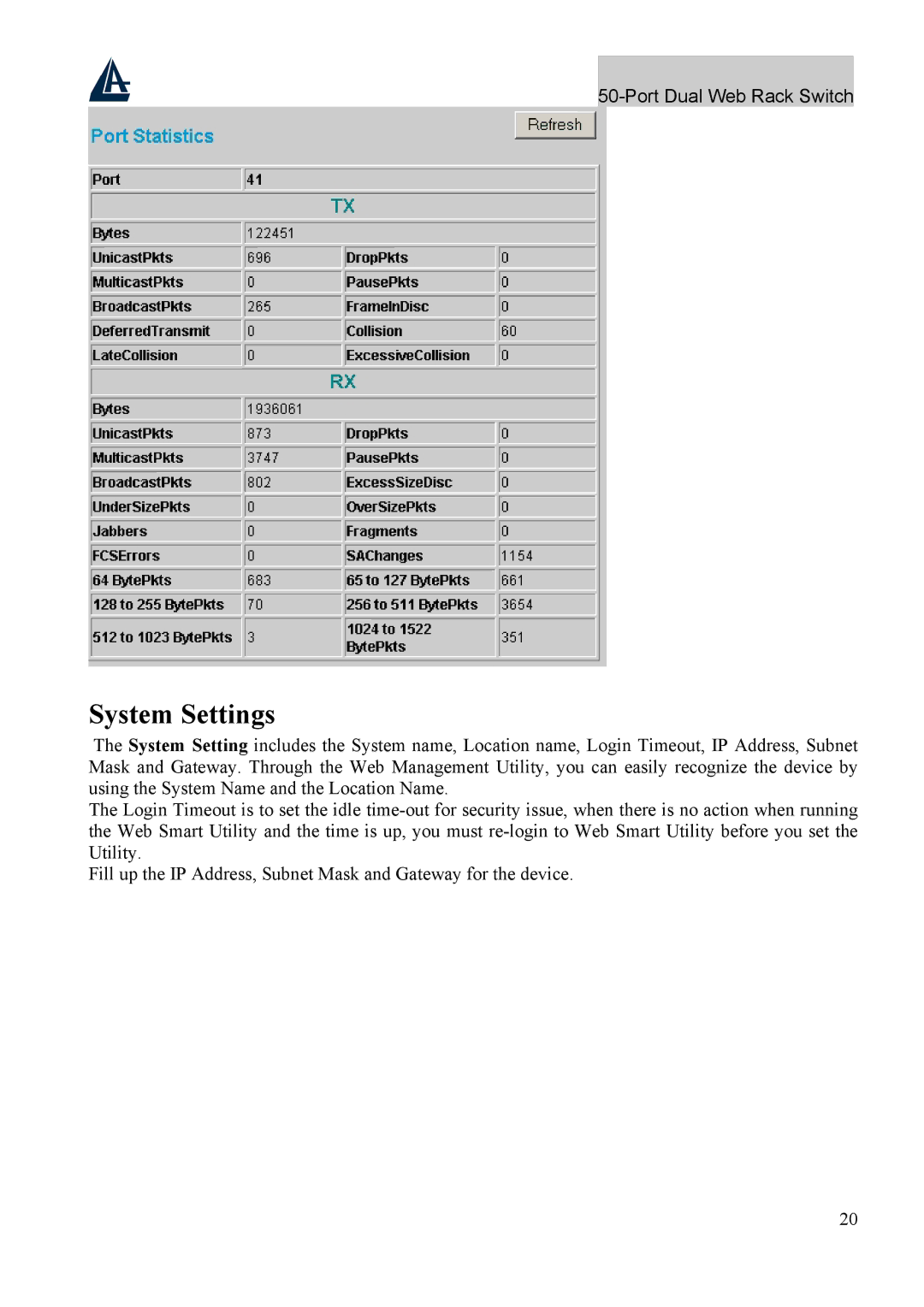 Atlantis Land A02-F48-4G user manual System Settings 