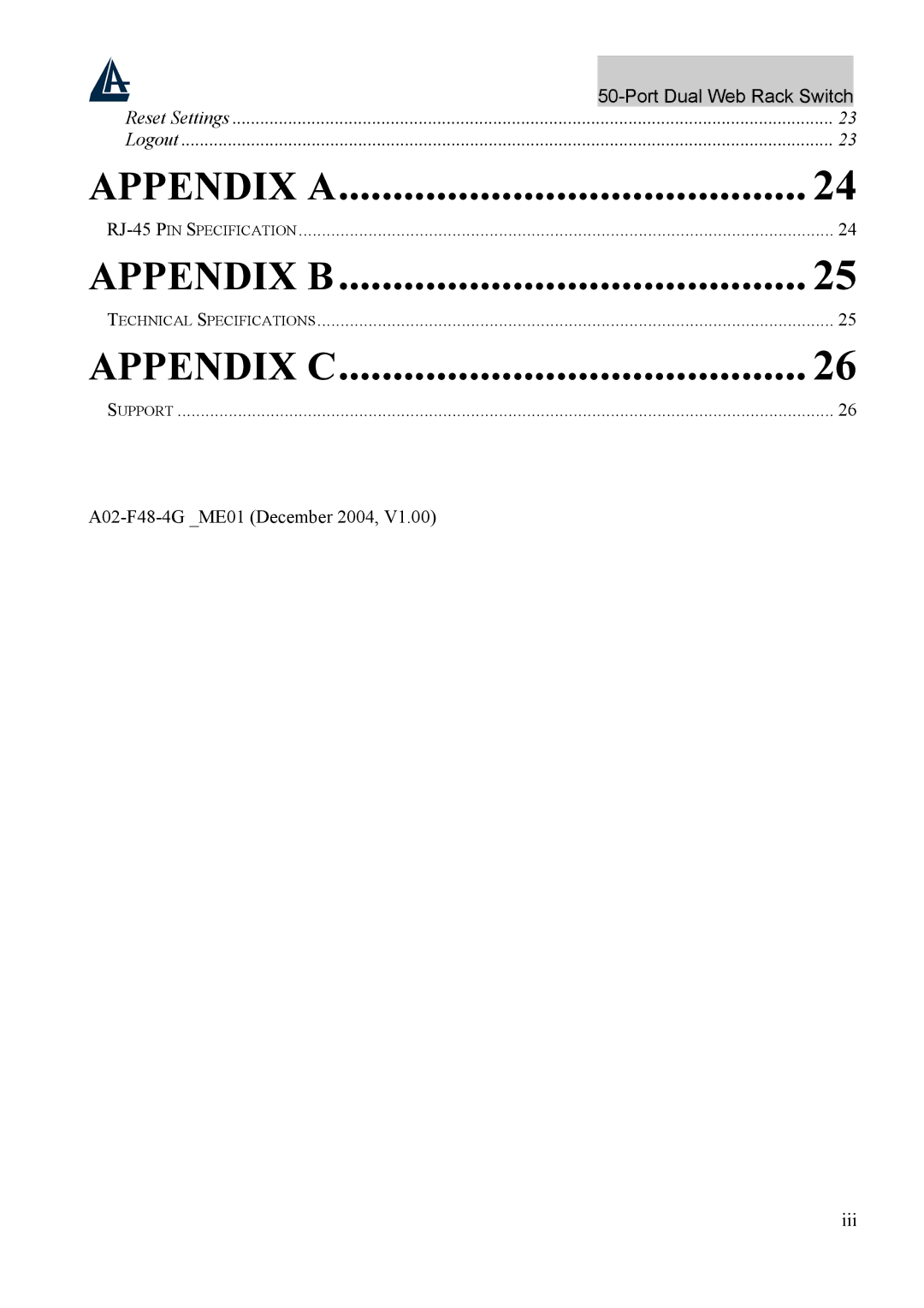 Atlantis Land A02-F48-4G user manual Appendix a 