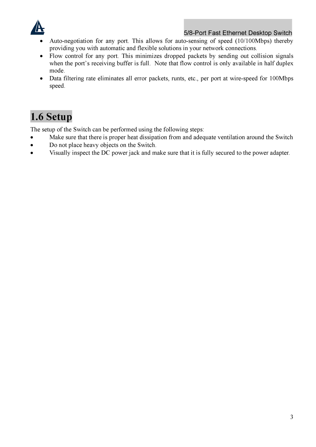 Atlantis Land A02-F8P, A02-F5P user manual Setup 