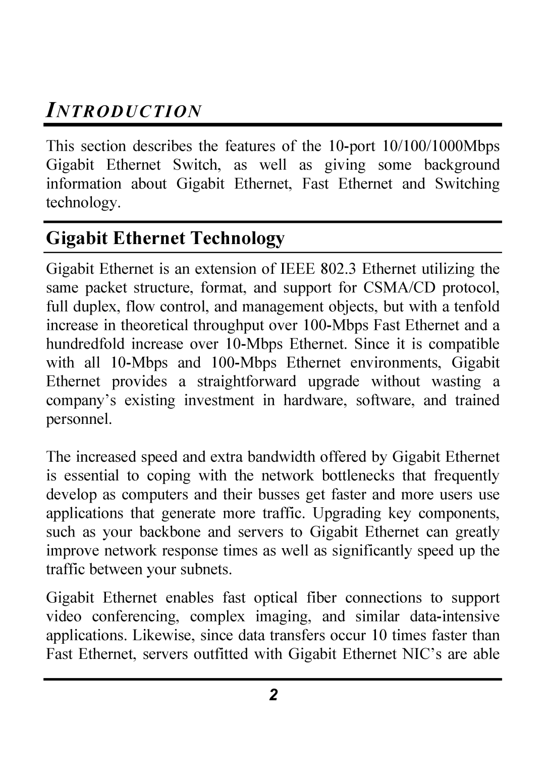 Atlantis Land A02-F8-2C/M2 manual Gigabit Ethernet Technology, Introduction 