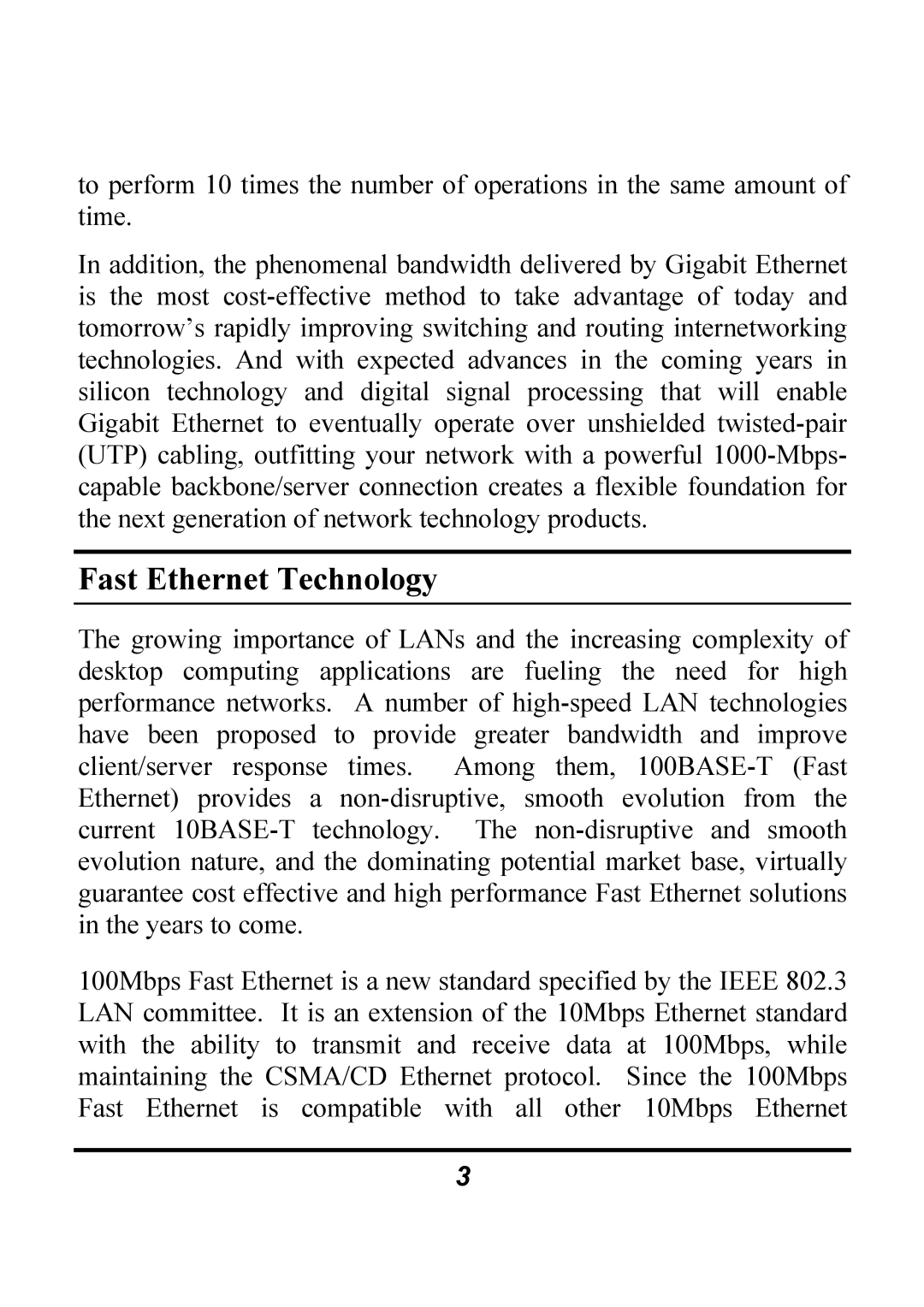 Atlantis Land A02-F8-2C/M2 manual Fast Ethernet Technology 