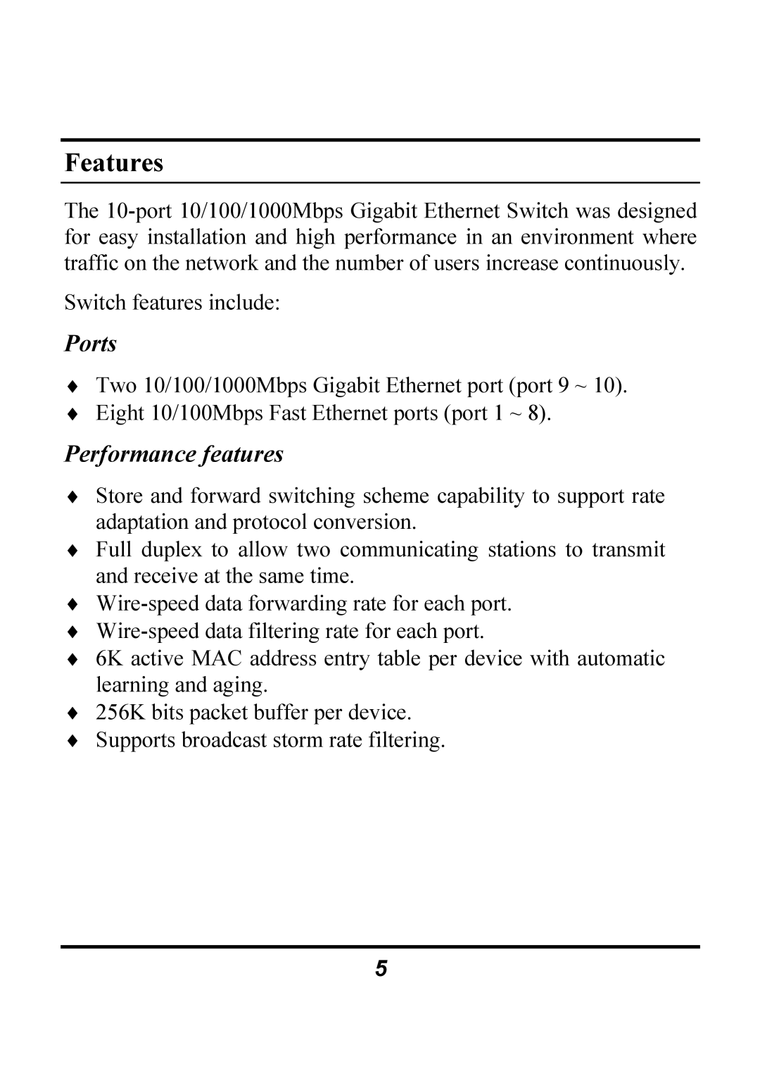 Atlantis Land A02-F8-2C/M2 manual Features, Ports 