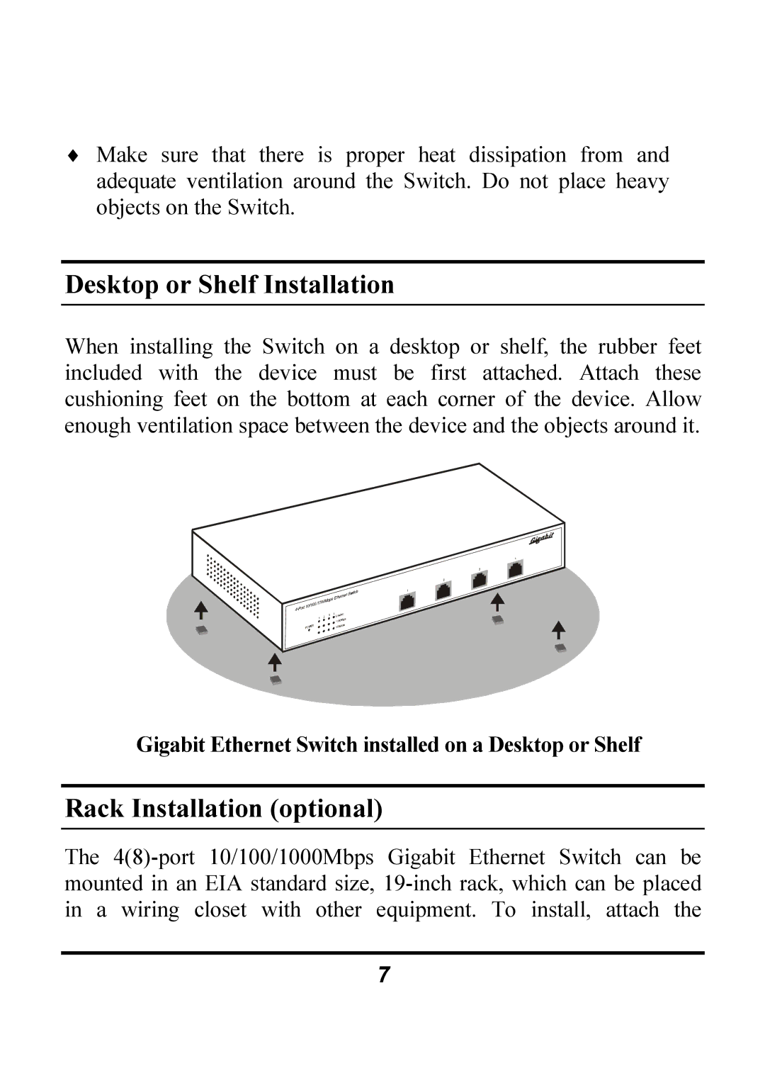 Atlantis Land A02-G4(8)/M2 manual Desktop or Shelf Installation, Rack Installation optional 