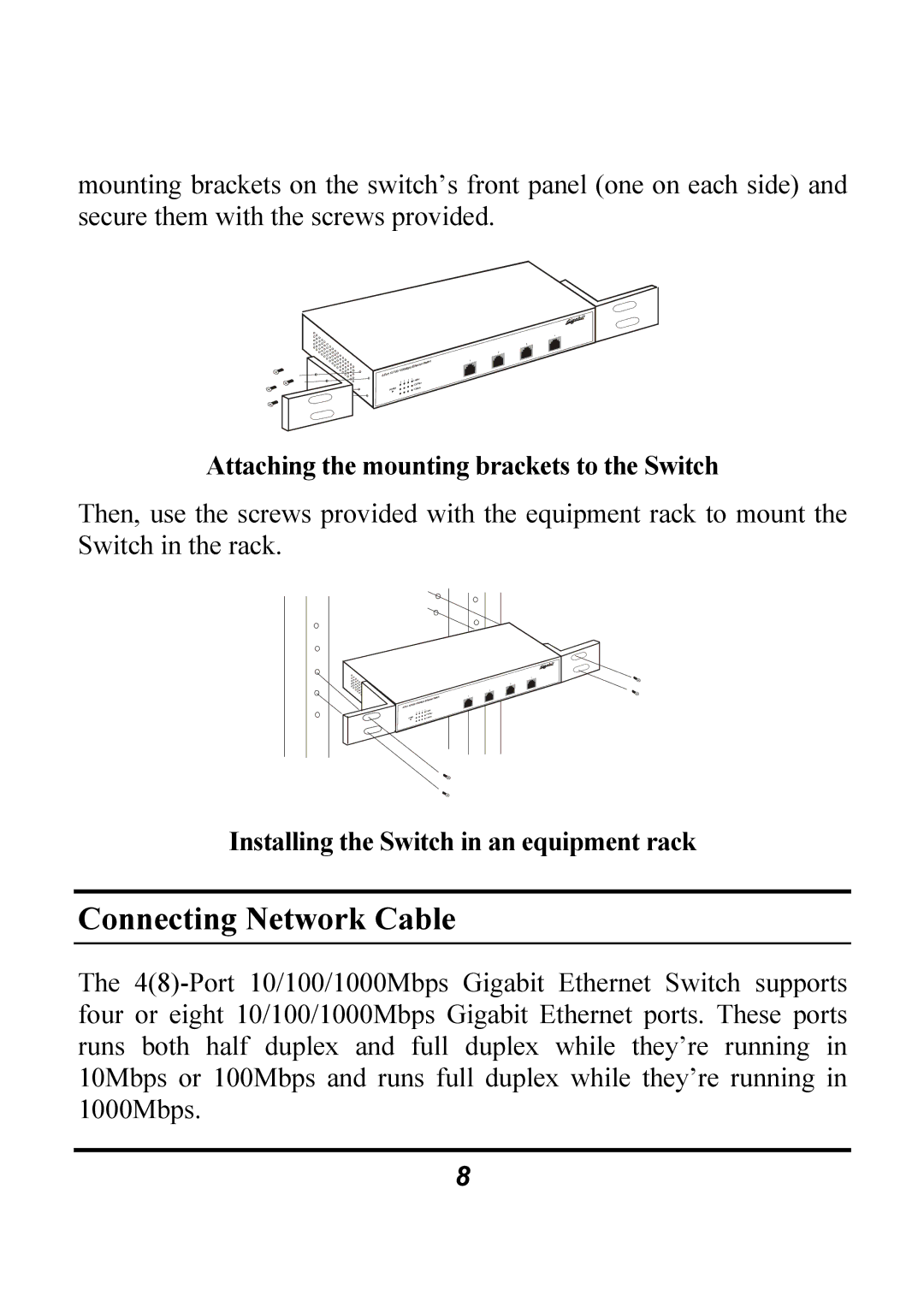 Atlantis Land A02-G4(8)/M2 manual Connecting Network Cable 