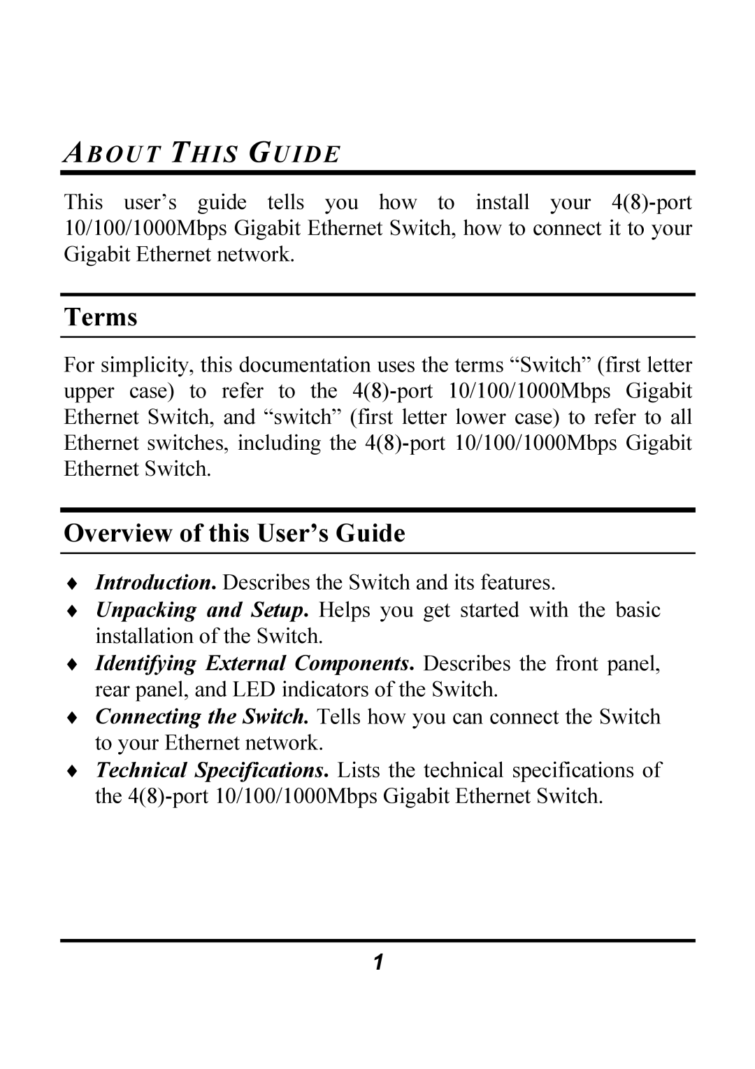 Atlantis Land A02-G4(8)/M2 manual Terms, Overview of this User’s Guide, About this Guide 