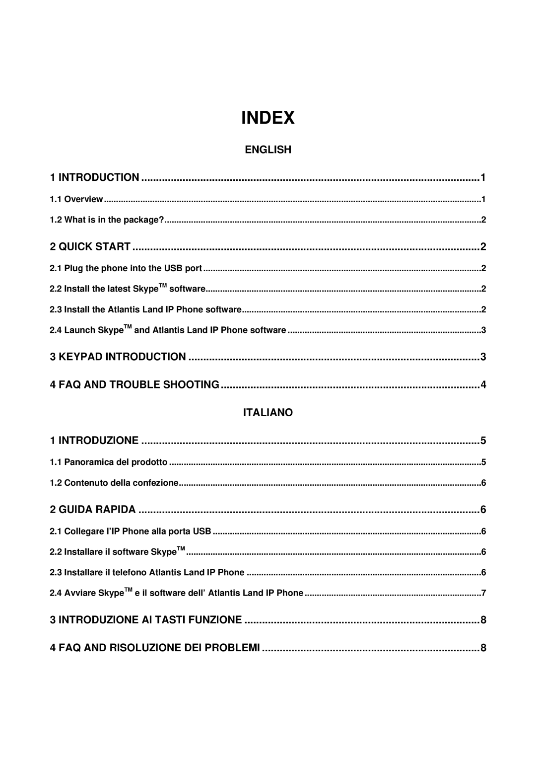 Atlantis Land A02-IPH101_MX01 user manual Index 