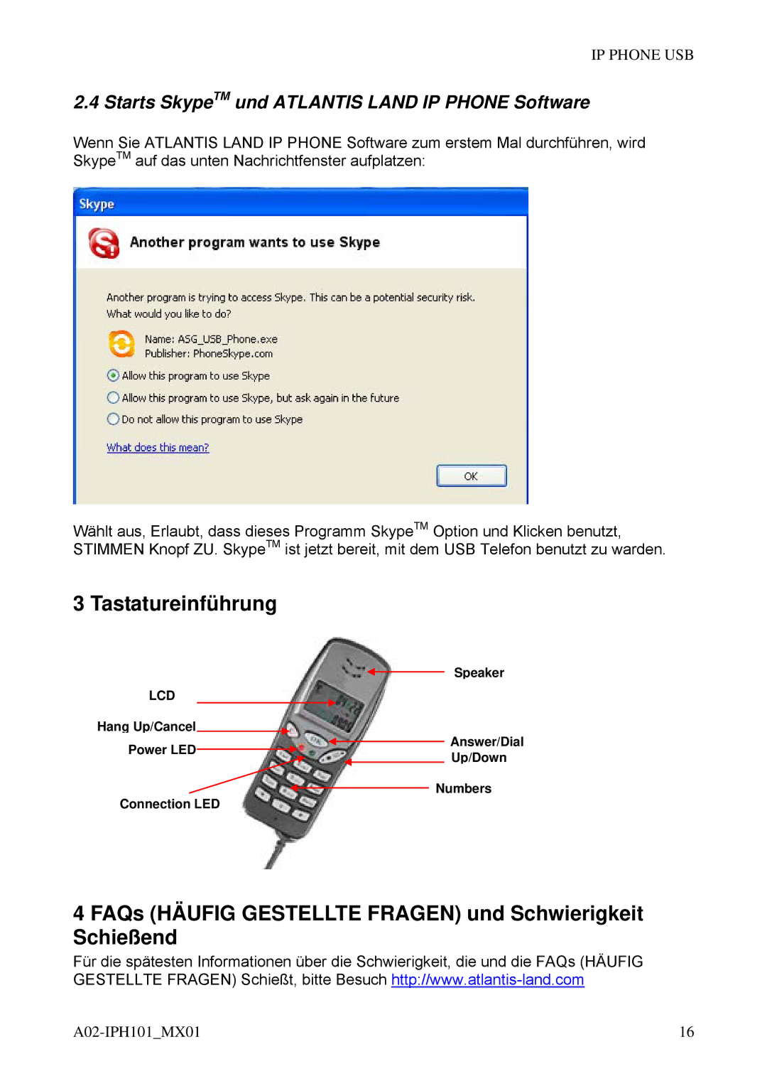 Atlantis Land A02-IPH101_MX01 user manual Tastatureinführung, FAQs Häufig Gestellte Fragen und Schwierigkeit Schießend 