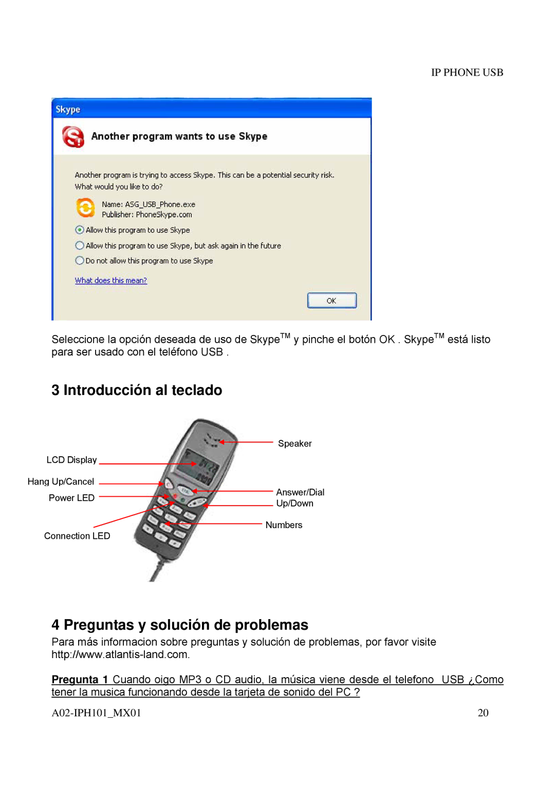 Atlantis Land A02-IPH101_MX01 user manual Introducción al teclado, Preguntas y solución de problemas 