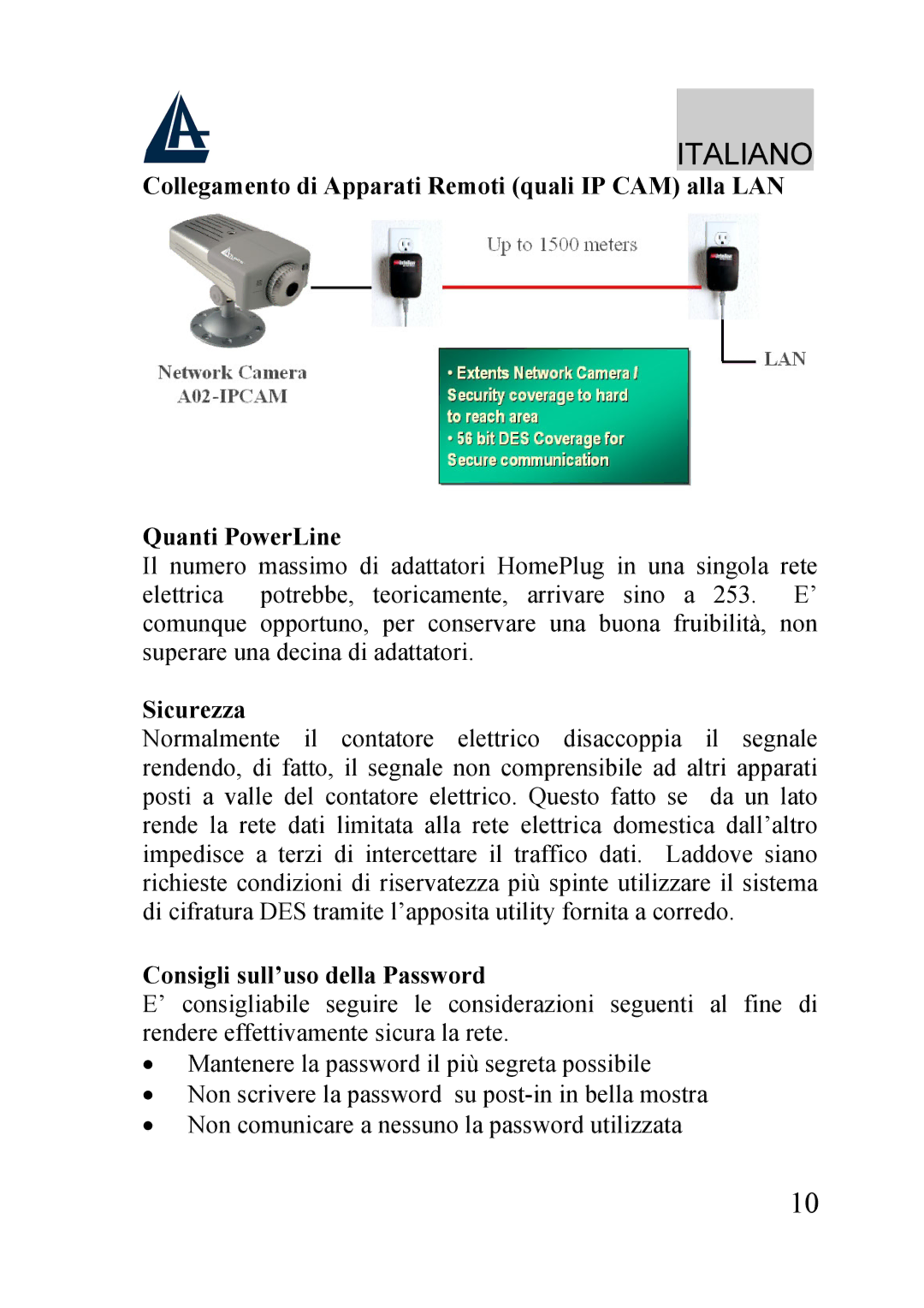 Atlantis Land A02-PL100 manual Sicurezza, Consigli sull’uso della Password 