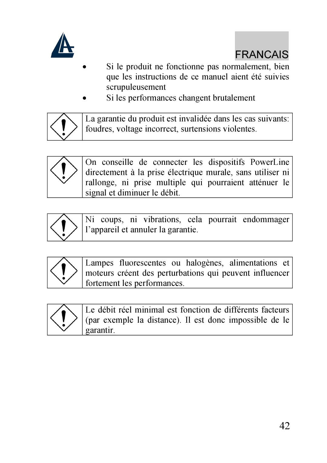 Atlantis Land A02-PL100 manual Francais 