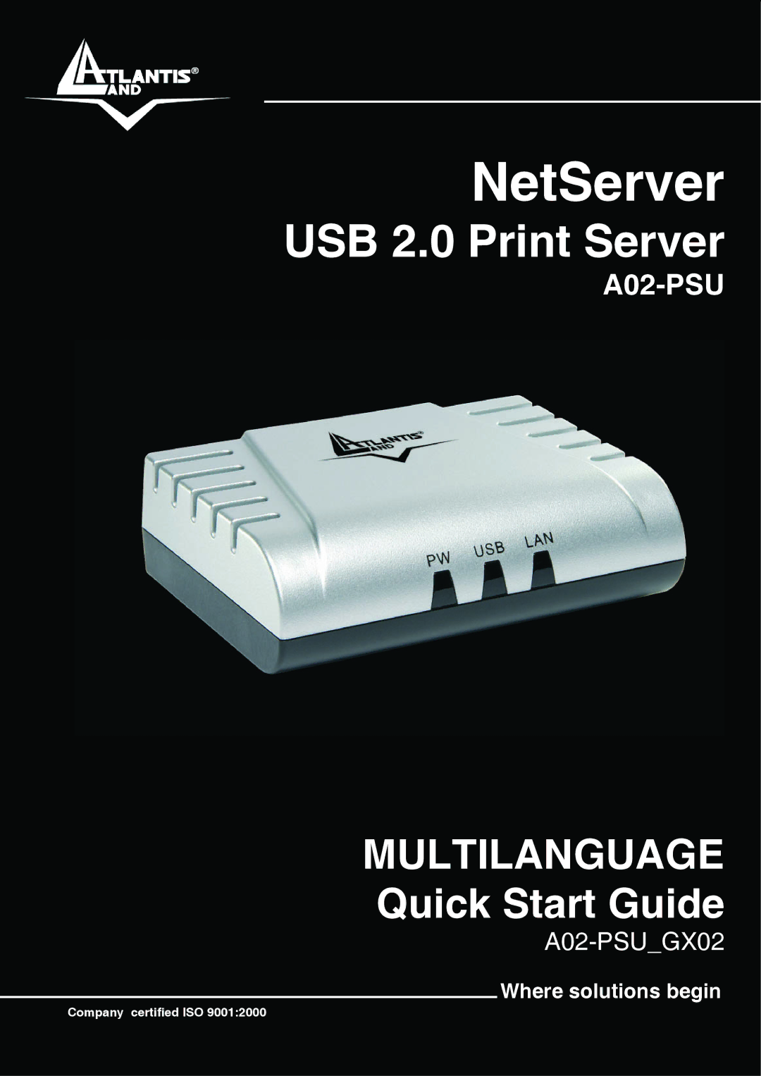 Atlantis Land A02-PSU_GX02 quick start NetServer 