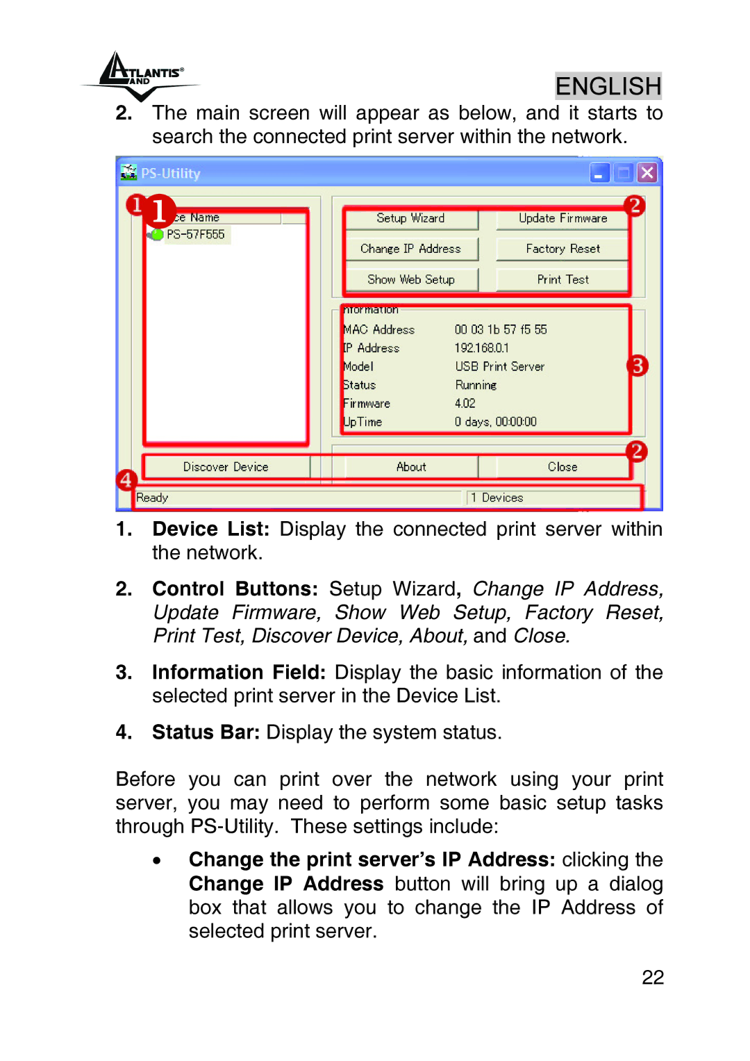 Atlantis Land A02-PSU_GX02 quick start English 