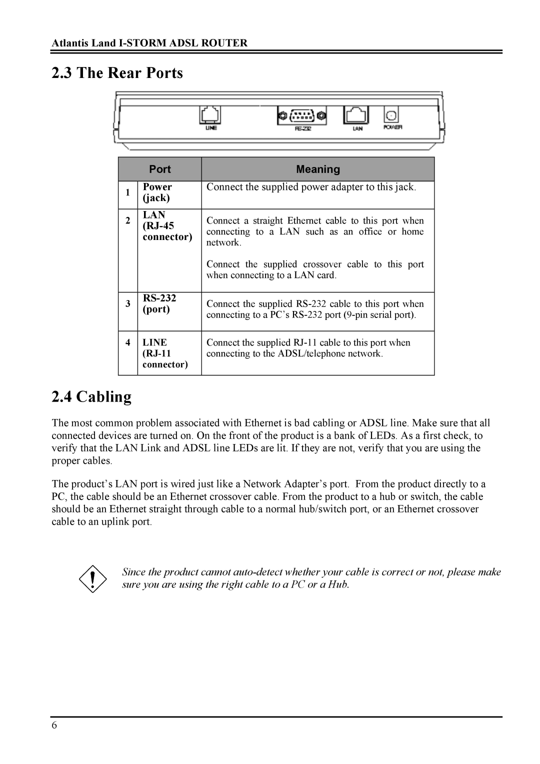 Atlantis Land A02-RA ME01 manual Rear Ports, Cabling 