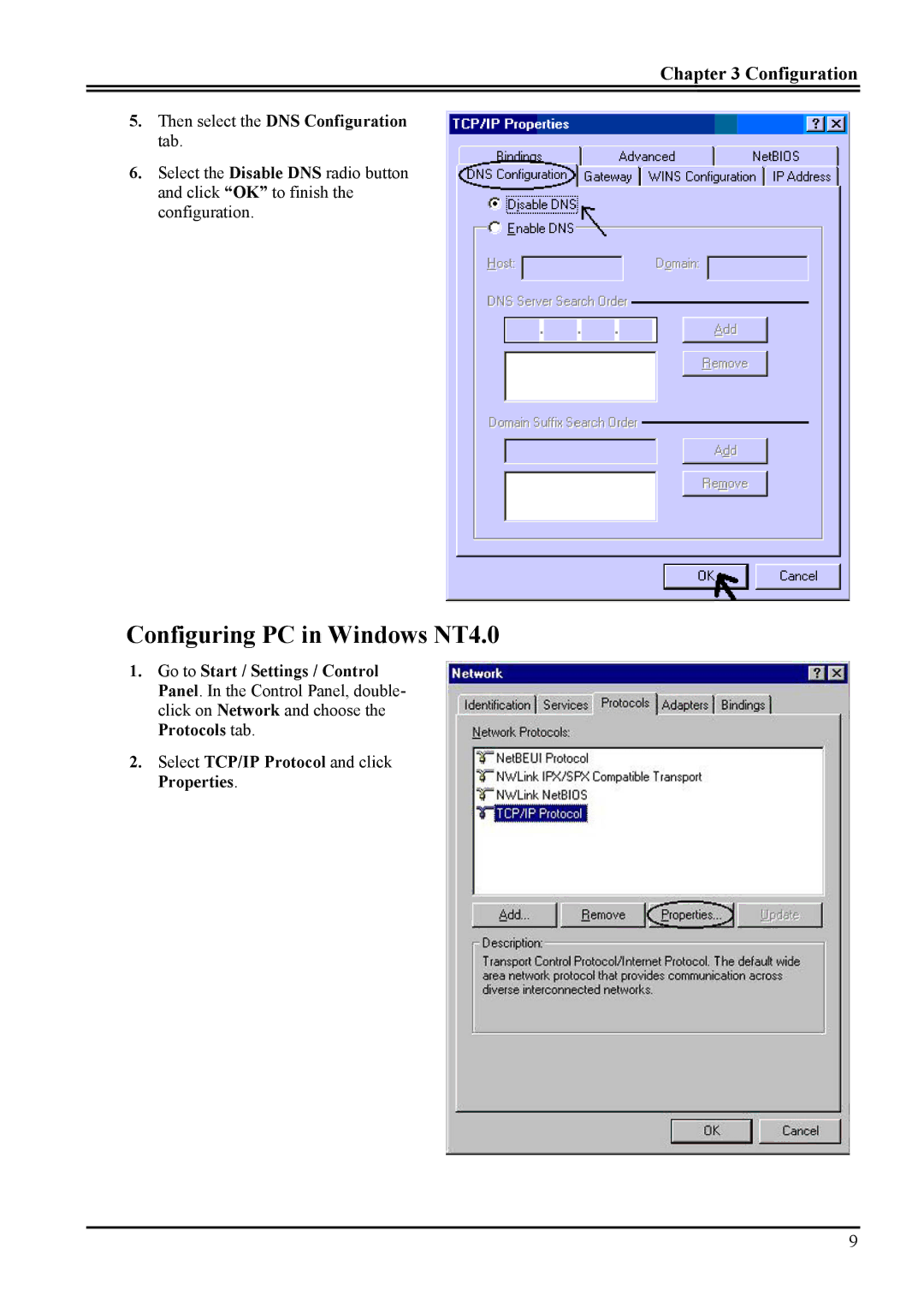 Atlantis Land A02-RA ME01 manual Configuring PC in Windows NT4.0, Configuration 