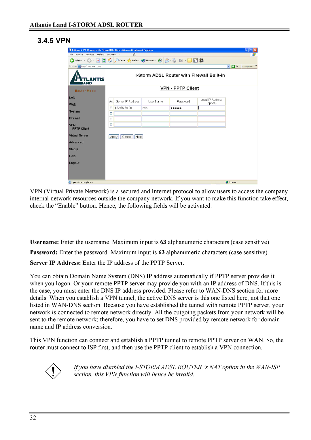 Atlantis Land A02-RA ME01 manual 5 VPN 