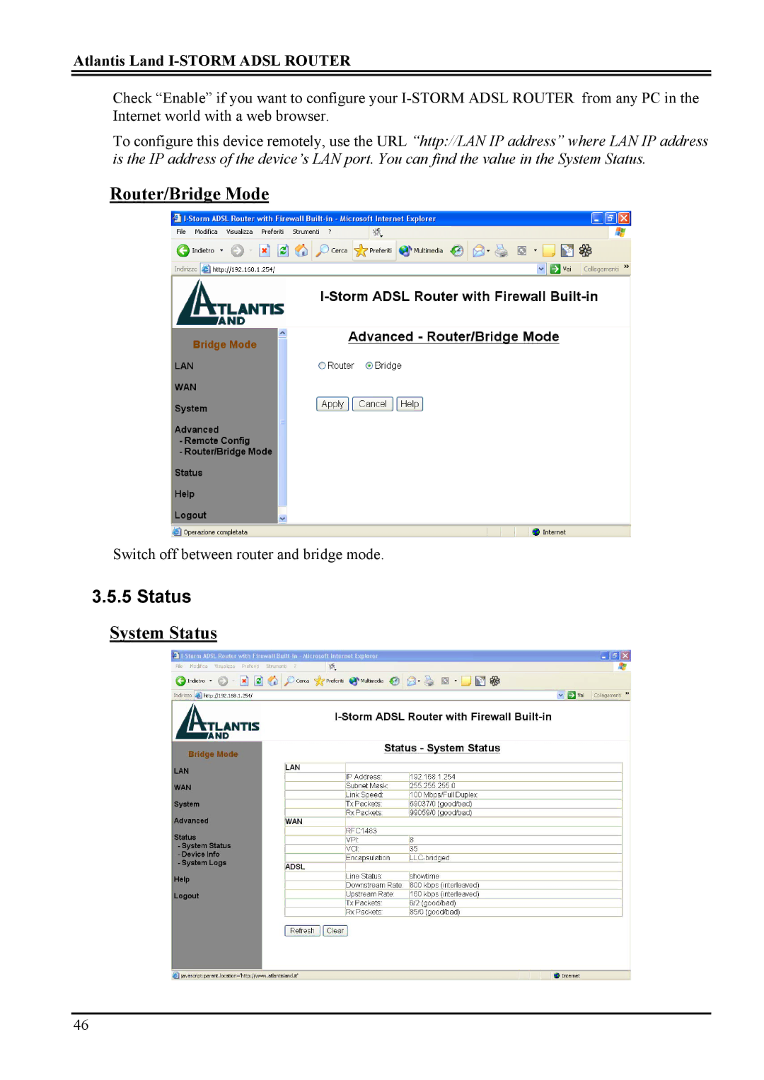 Atlantis Land A02-RA ME01 manual Status 