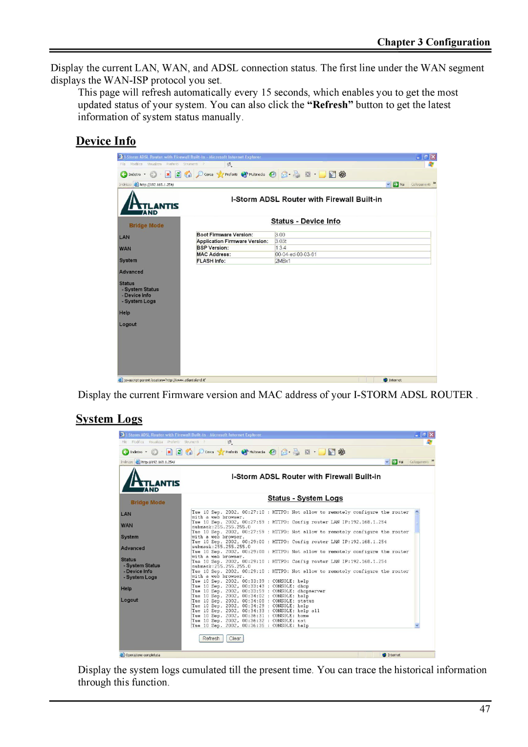 Atlantis Land A02-RA ME01 manual Device Info 