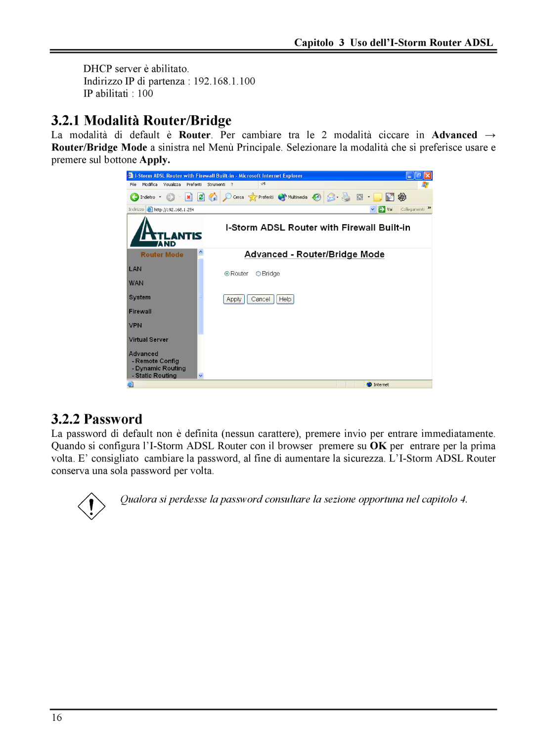 Atlantis Land A02-RA MI01 manual Modalità Router/Bridge 