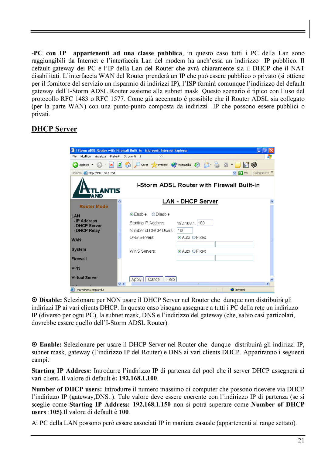 Atlantis Land A02-RA MI01 manual Dhcp Server 