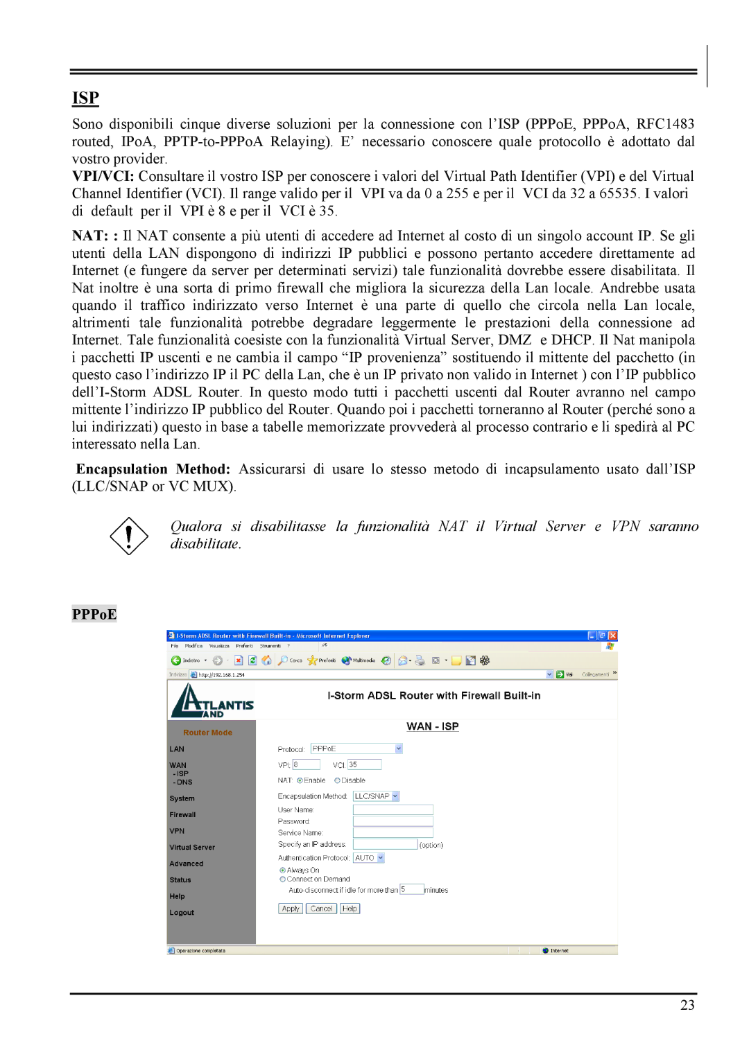 Atlantis Land A02-RA MI01 manual Isp 