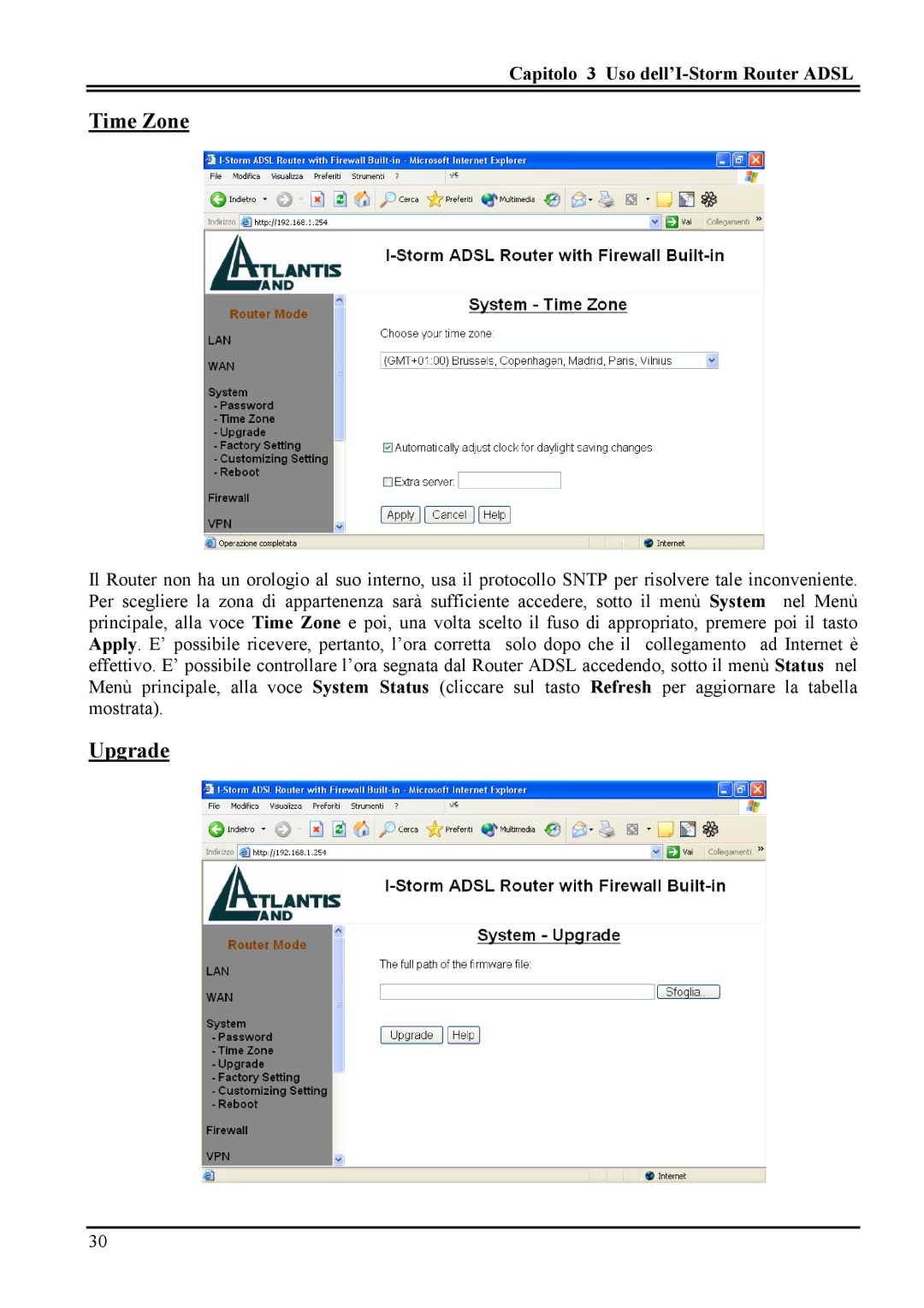 Atlantis Land A02-RA MI01 manual Time Zone, Upgrade 