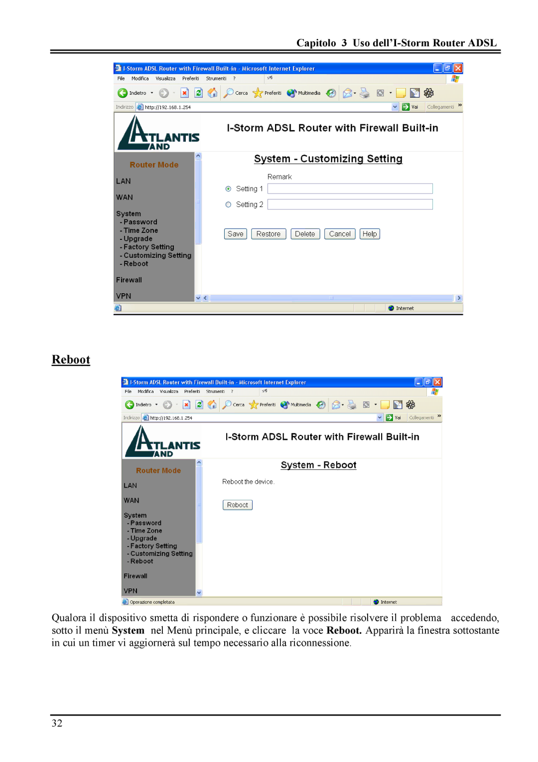 Atlantis Land A02-RA MI01 manual Reboot 