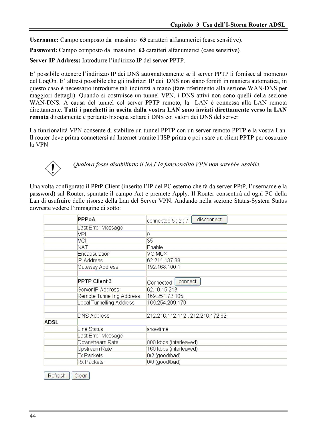 Atlantis Land A02-RA MI01 manual Capitolo 3 Uso dell’I-Storm Router Adsl 