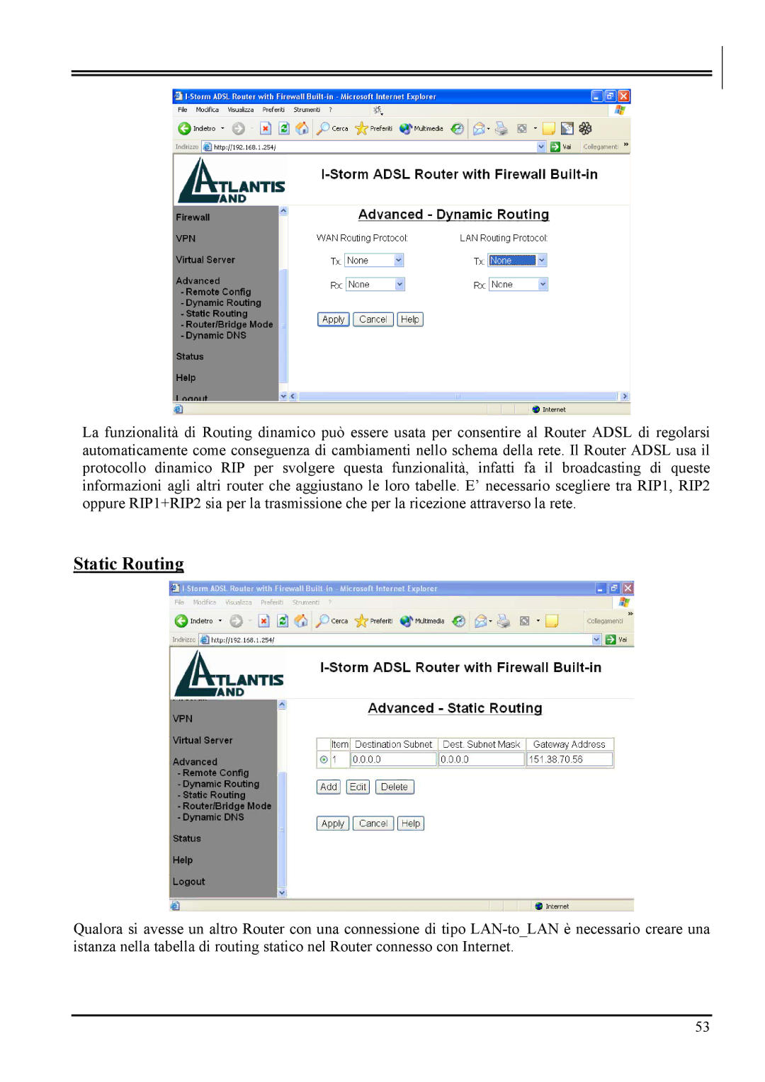 Atlantis Land A02-RA MI01 manual Static Routing 