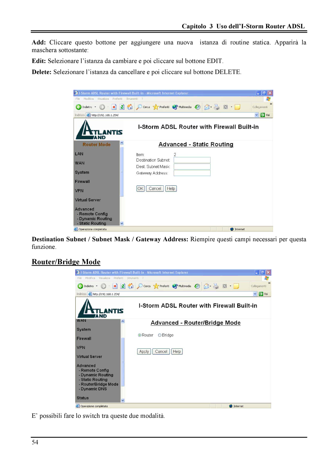 Atlantis Land A02-RA MI01 manual Router/Bridge Mode 