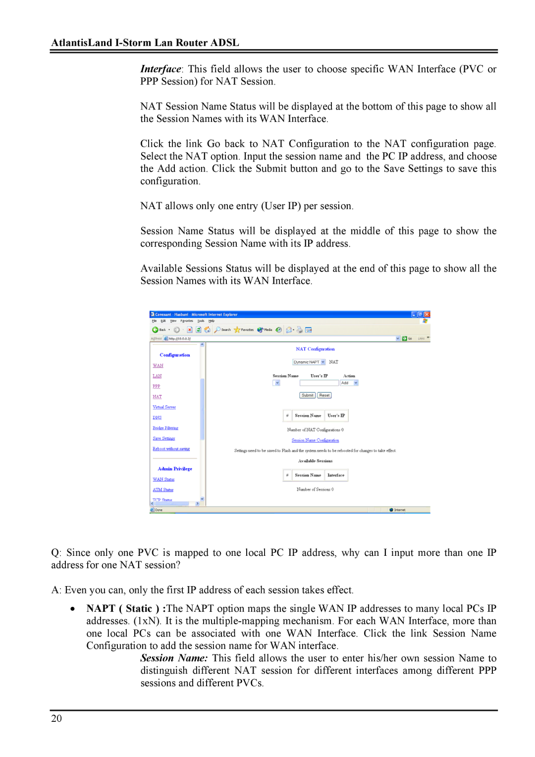 Atlantis Land A02-RA2 ME01 manual AtlantisLand I-Storm Lan Router Adsl 