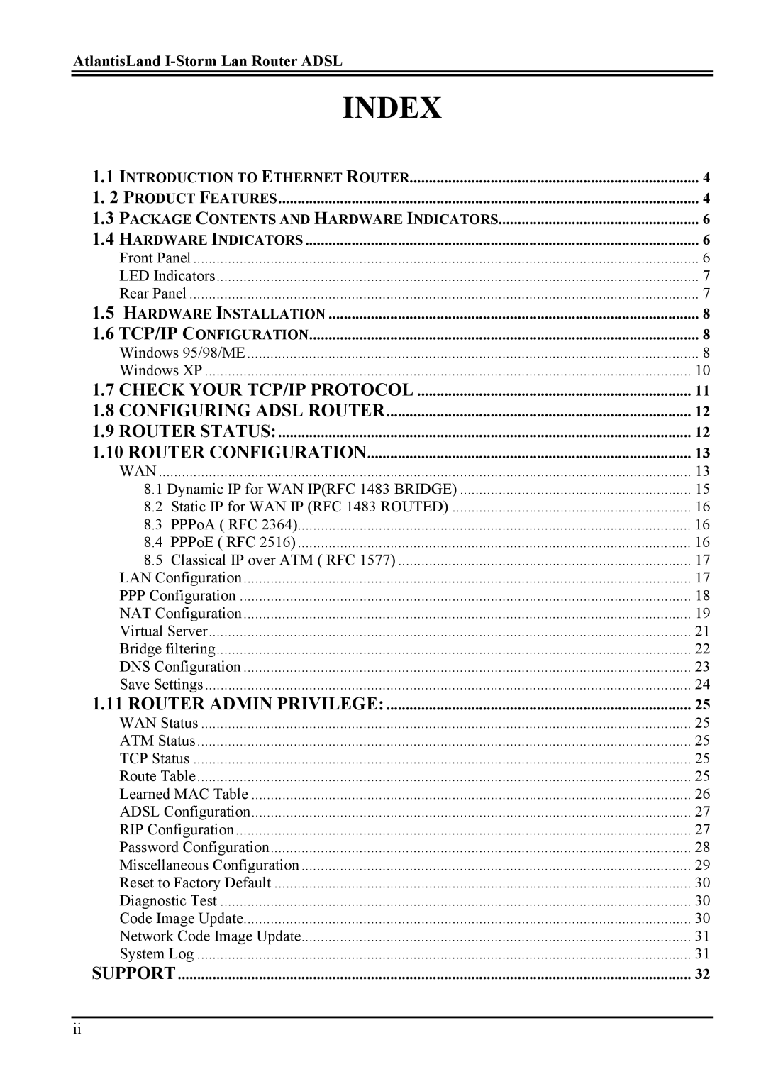 Atlantis Land A02-RA2 ME01 manual AtlantisLand I-Storm Lan Router Adsl, Wan 