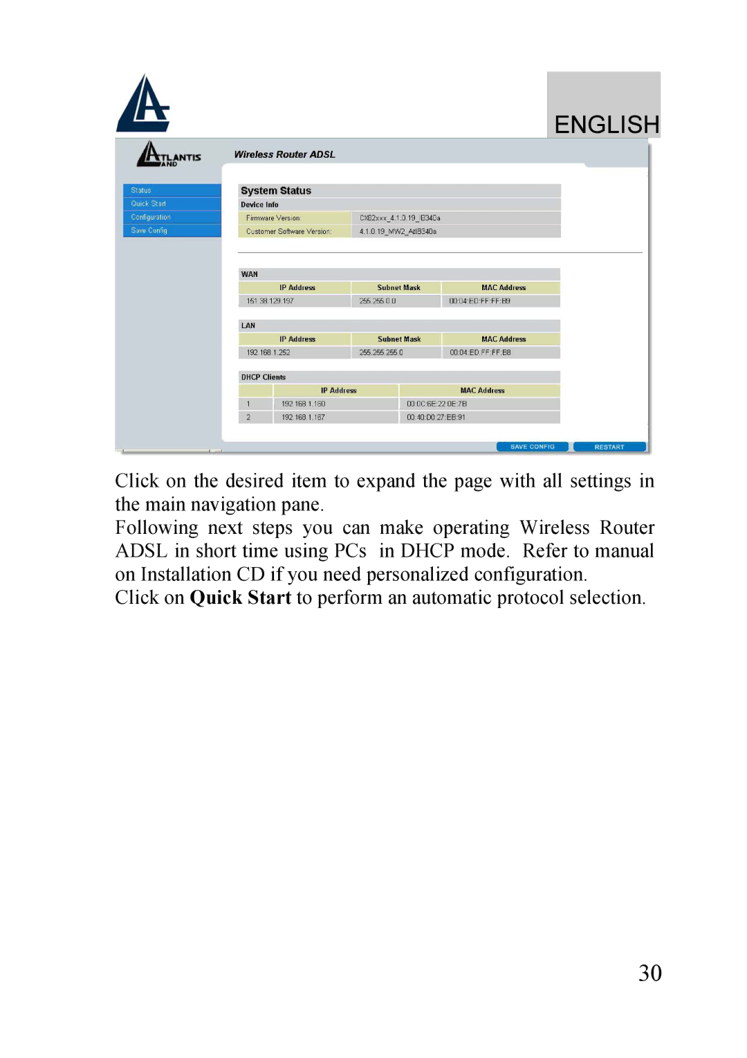 Atlantis Land A02-RA240-W54, A02-RA210-W54 quick start English 